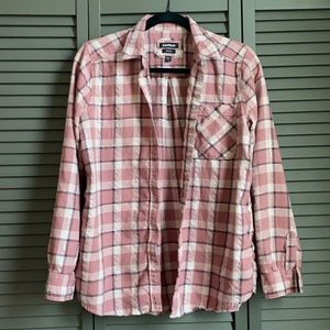 Pink Plaid Boyfriend-Fit Flannel